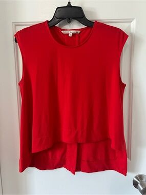 RACHEL Rachel Roy Vibrant Red Sleeveless Layered Tunic